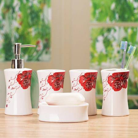 紅兔子 紅玫瑰衛浴五件套衛浴套件套裝衛浴 陶瓷浴室用品圖片大全 郵樂官方網站