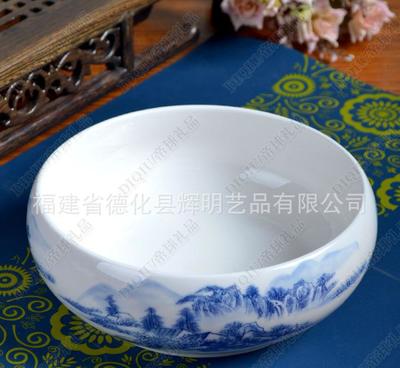【茶洗批發 廠家334610山水圖青花瓷茶具 配件 陶瓷茶洗 】價格_廠家_圖片 -